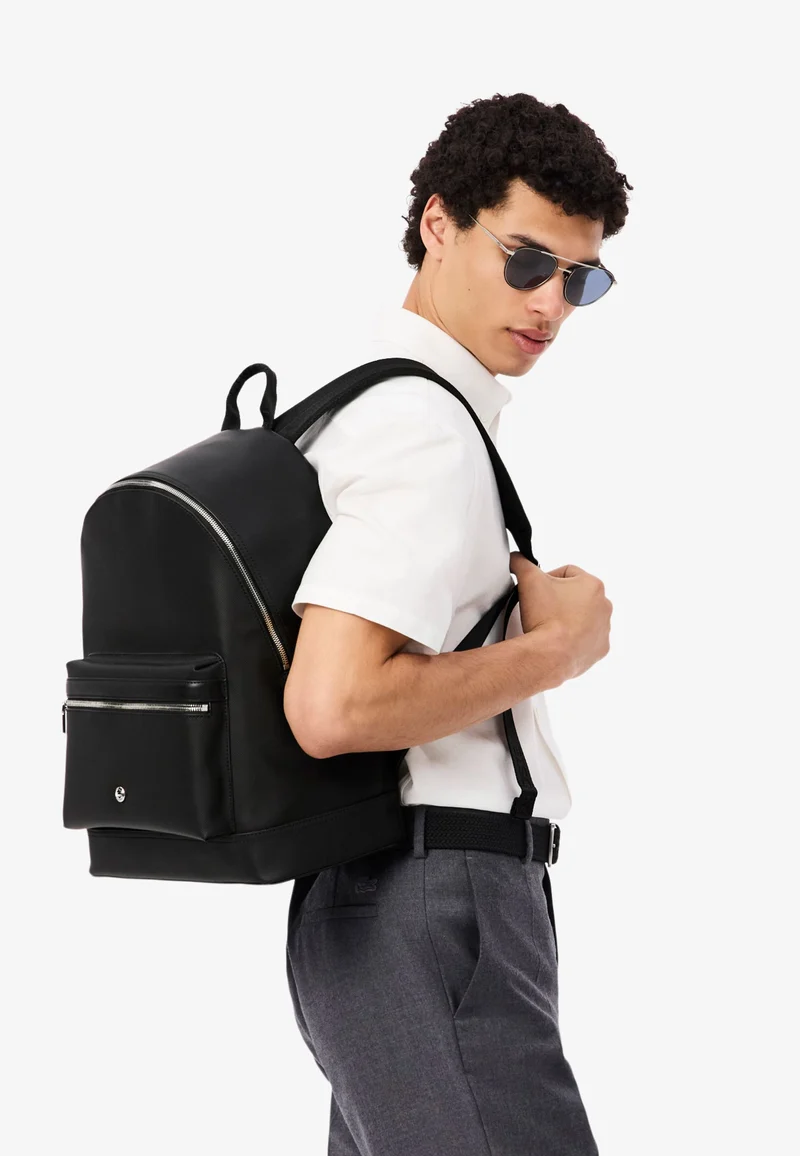 Lacoste Sac à dos Homme Langon en Petit Piqué Noir