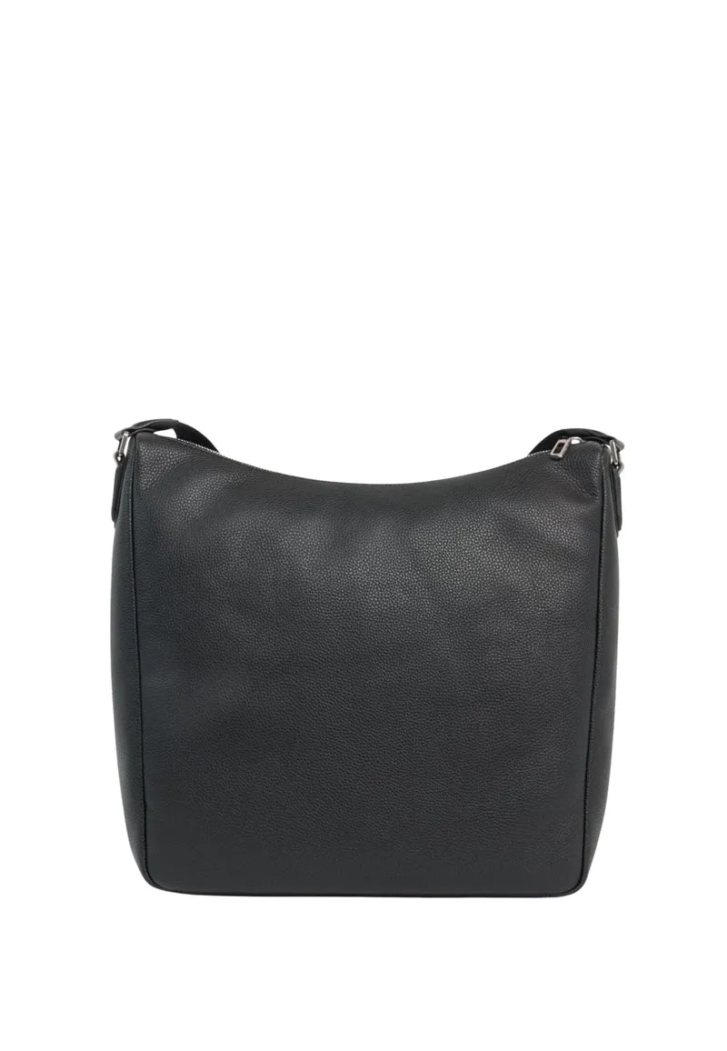 Lacoste Grand sac hobo Magnus Cuir Noir