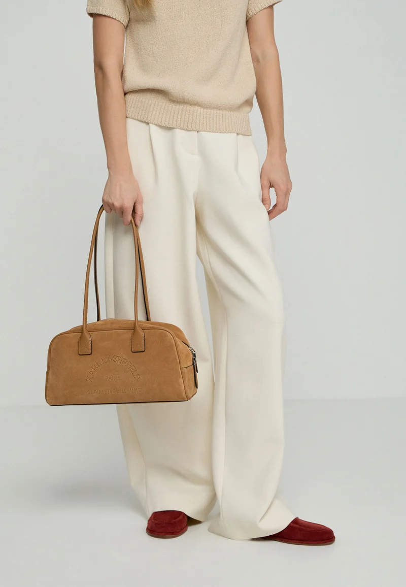 Karl Lagerfeld Sac Bandoulière Zippé Daim Caramel