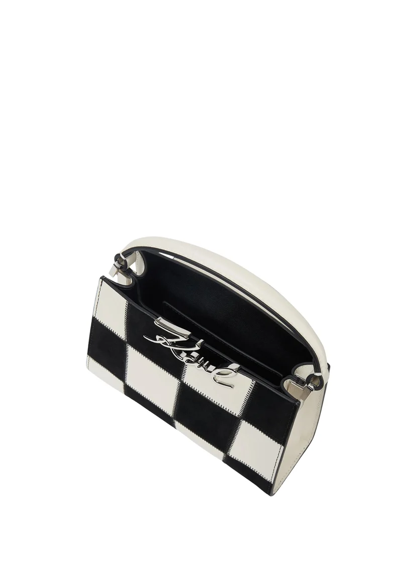 Karl Lagerfeld Sac Bandoulière Signature Damier Cuir Noir & Blanc