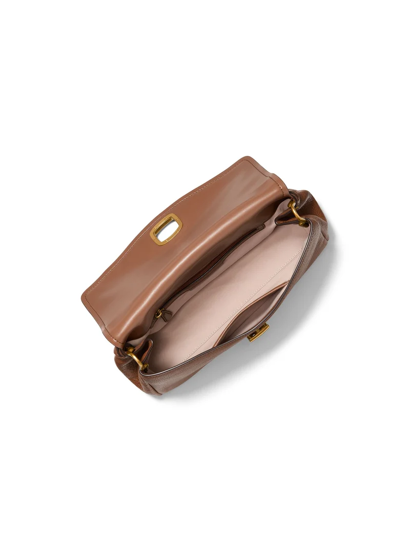 Michael Kors Sac Bandoulière Cuir Bryant Grand Chaîne Cognac