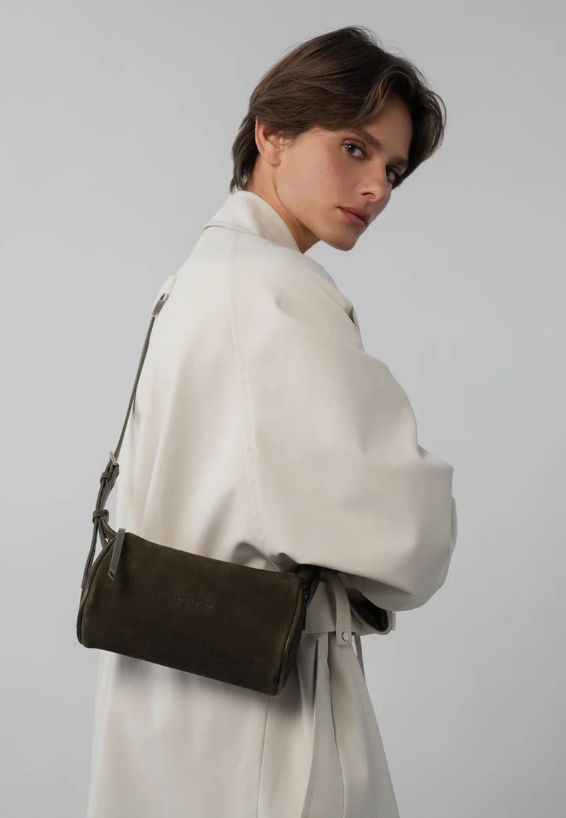 Lancaster Sac rectangle Zippé S Suède Kaki