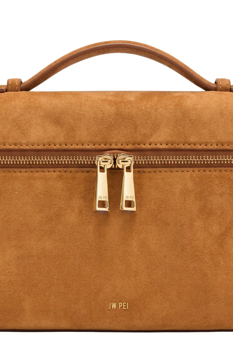 JW PEI Sac à main Thea Large Faux Suede Caramel Brown