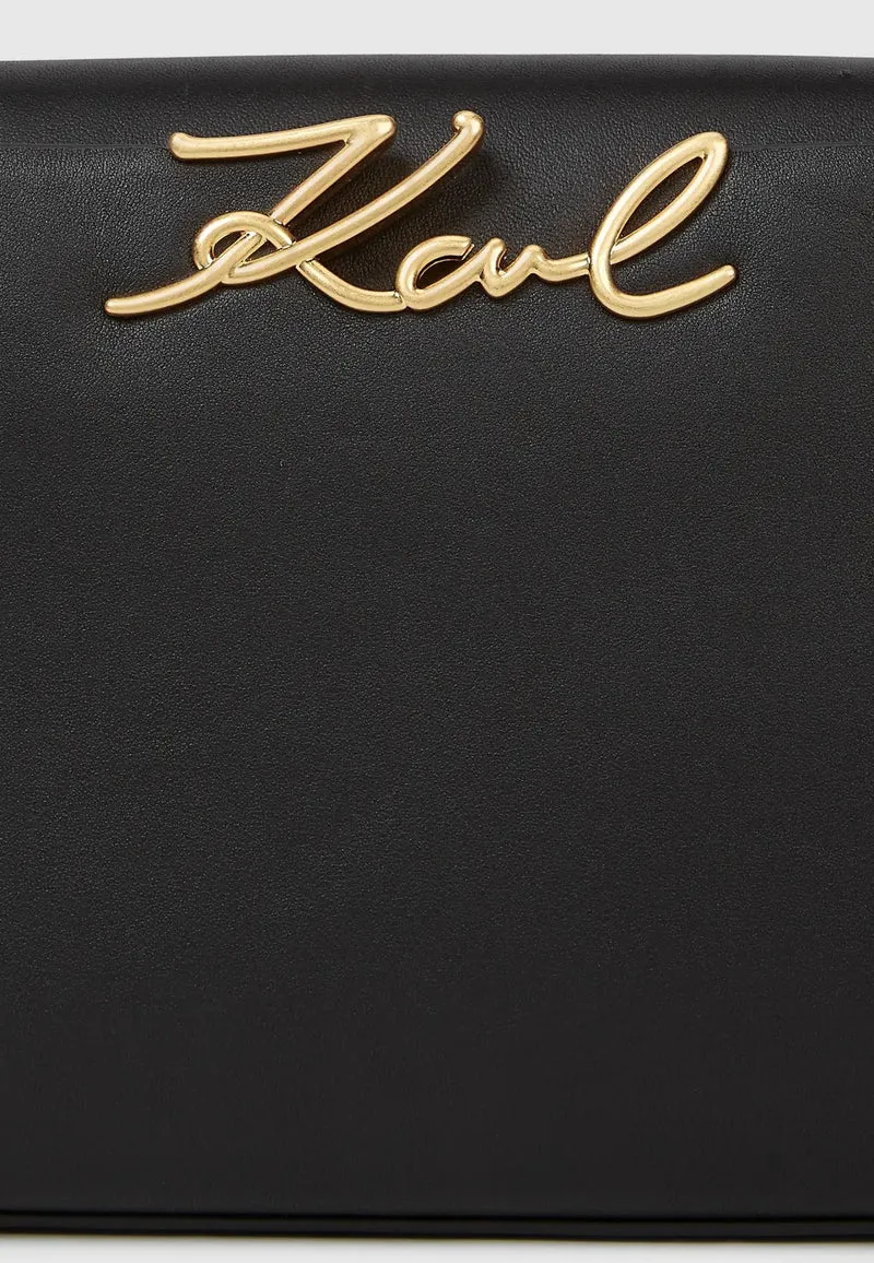 Karl Lagerfeld Sac Bandoulière Signature Mini Cuir Noir & Or