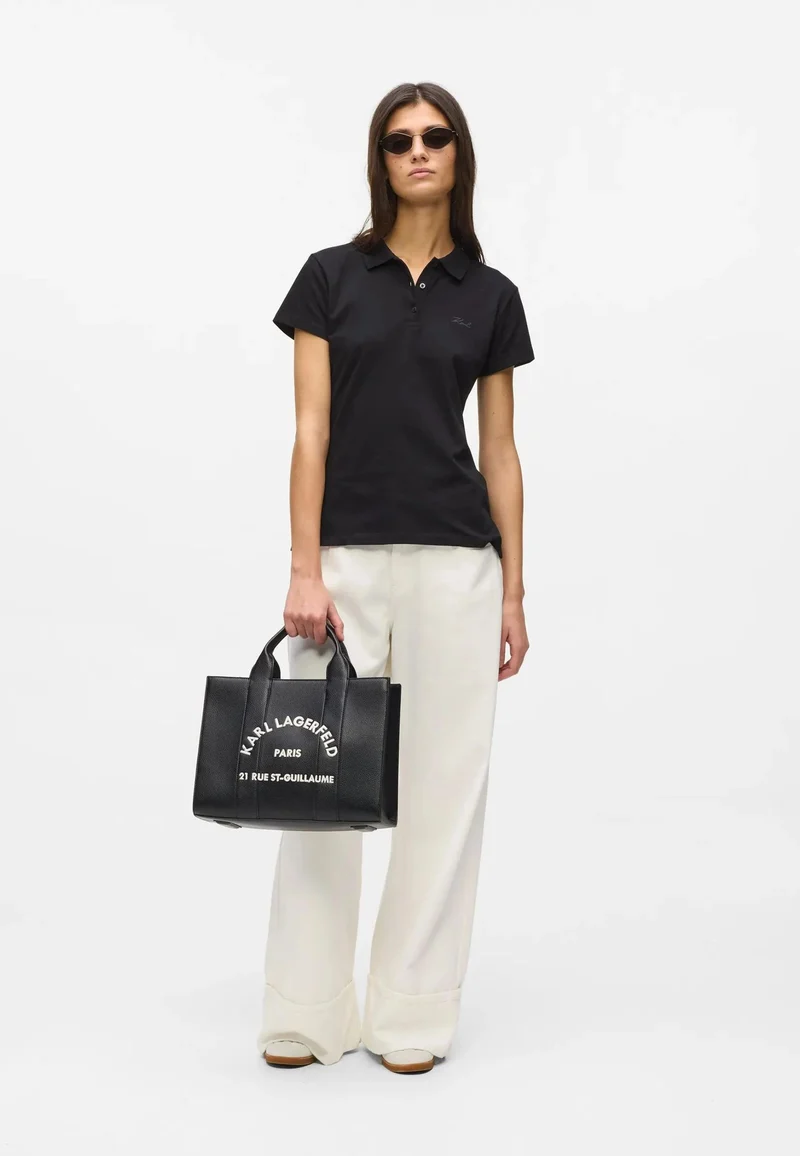 Karl Lagerfeld Cabas Carré Grainé Blanc & Noir