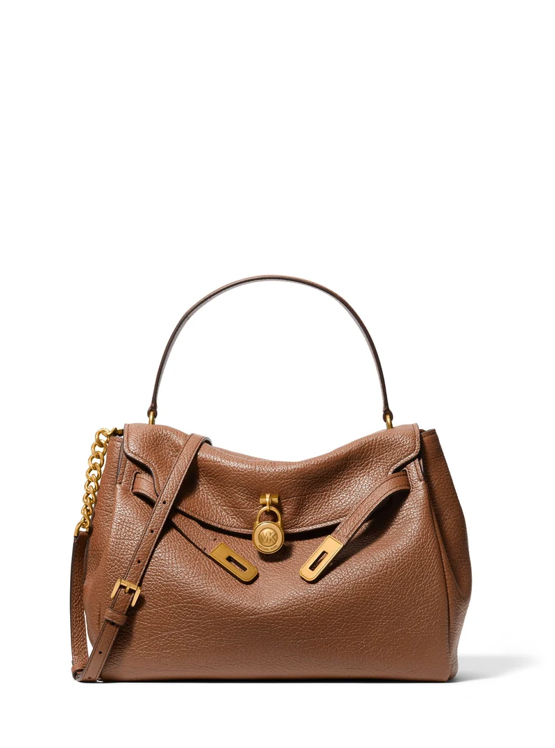 Michael Kors Sac à main Cuir Hamilton Moderne Grand Rabat Cognac