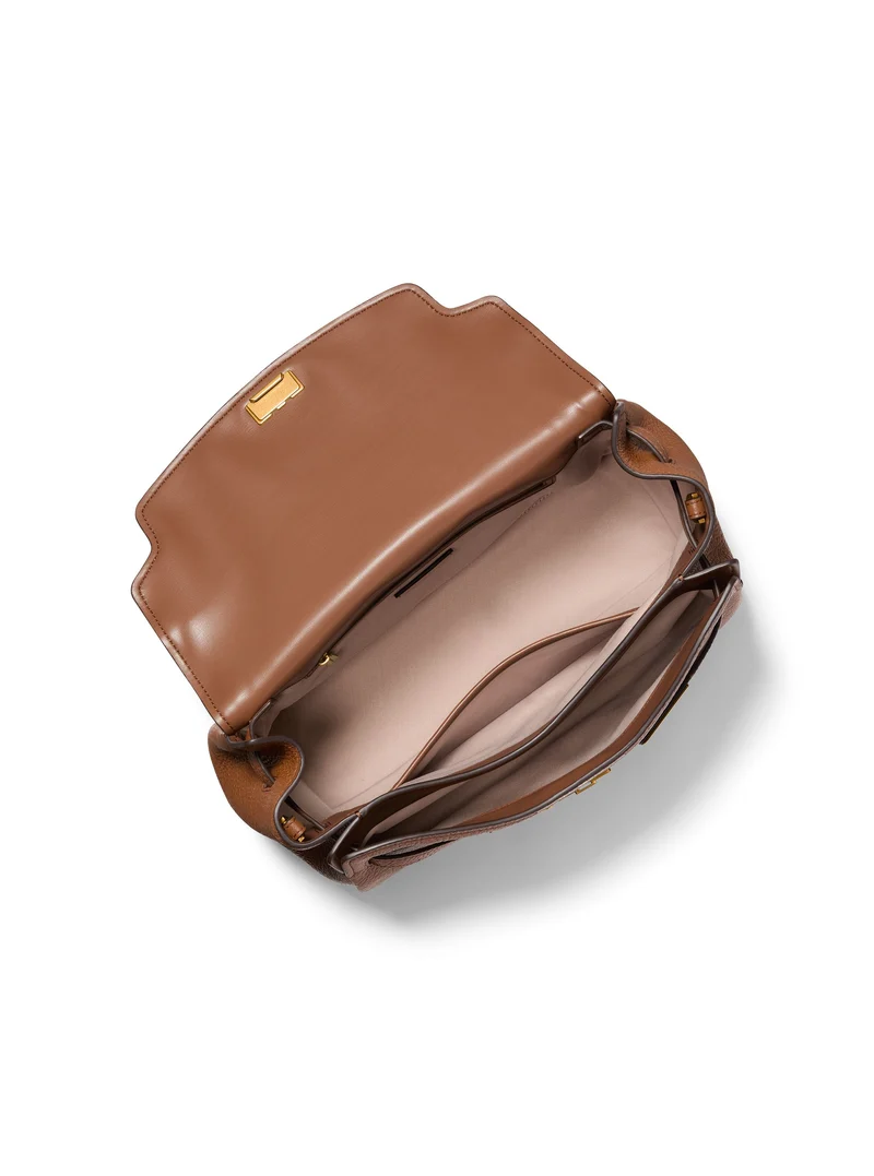 Michael Kors Sac à main Cuir Hamilton Moderne Grand Rabat Cognac