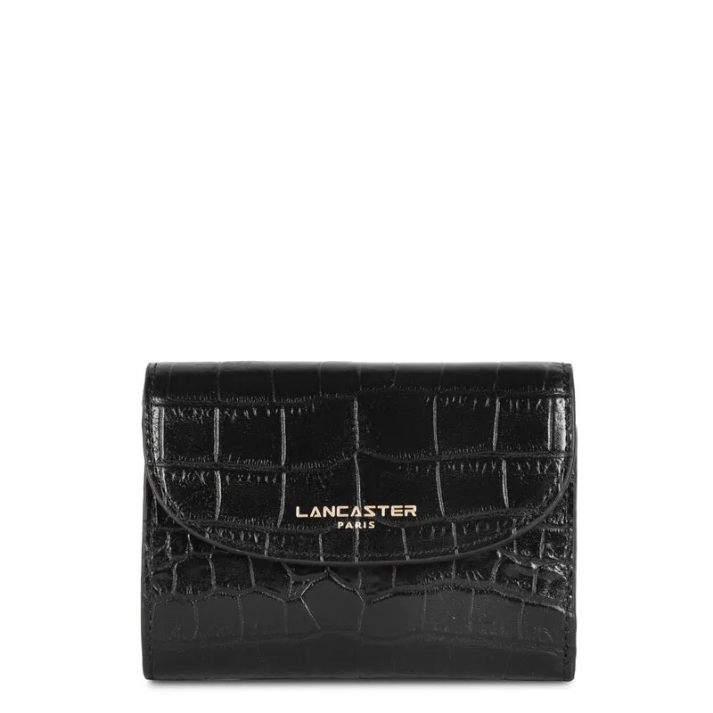 Portefeuille Lancaster Dos à dos Exotic Croco 124-11 Noir