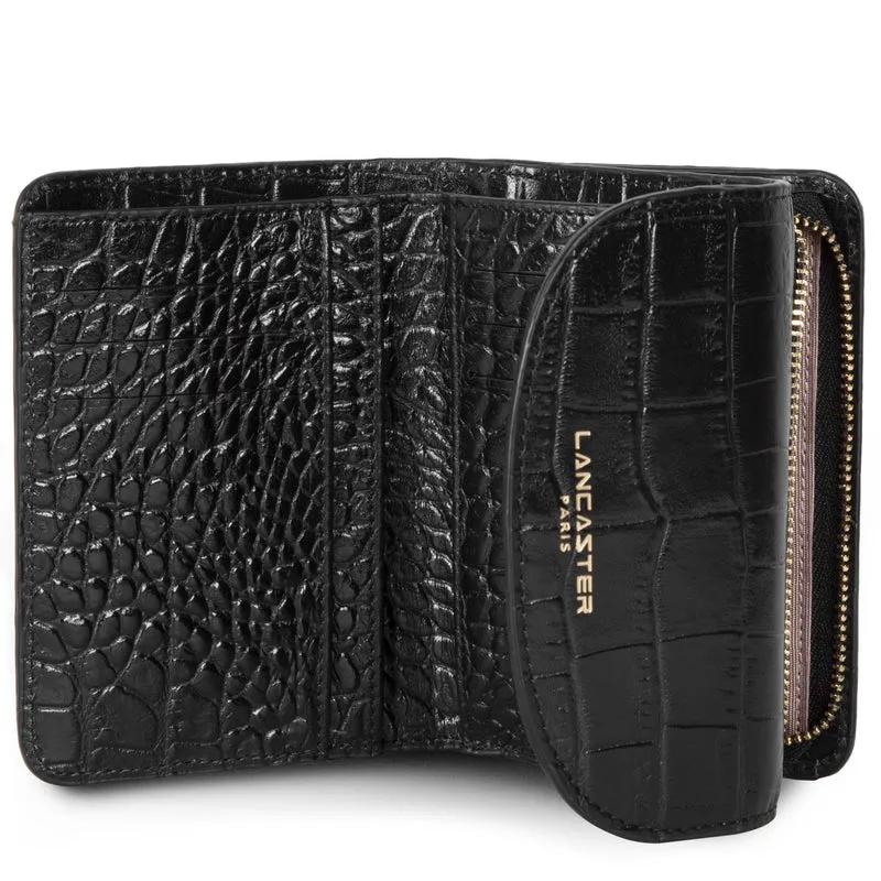 Portefeuille Lancaster Dos à dos Exotic Croco 124-11 Noir