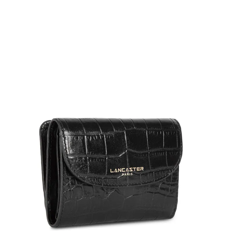 Portefeuille Lancaster Dos à dos Exotic Croco 124-11 Noir