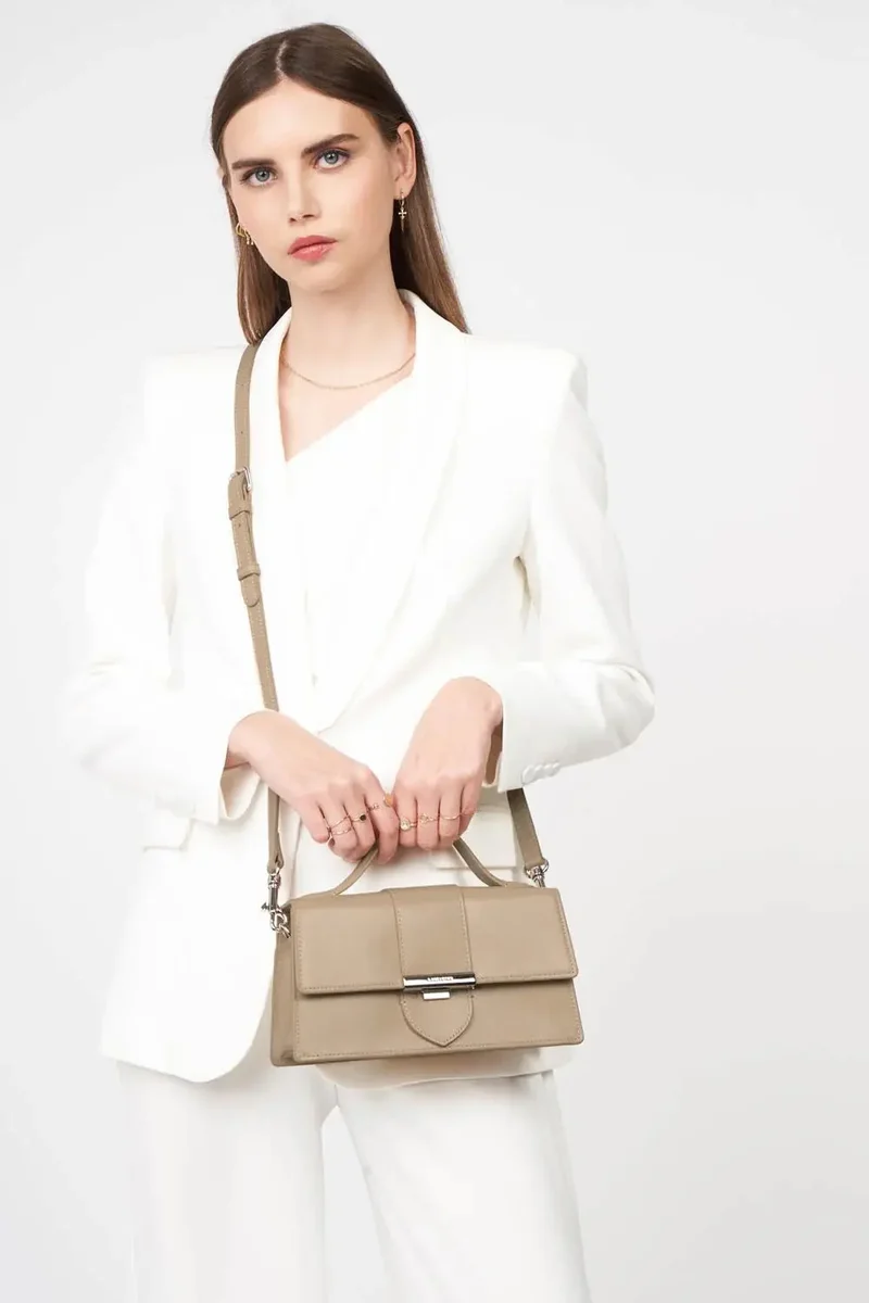 Lancaster Sac à rabat avec fermoir Paris Ily Beige Foncé