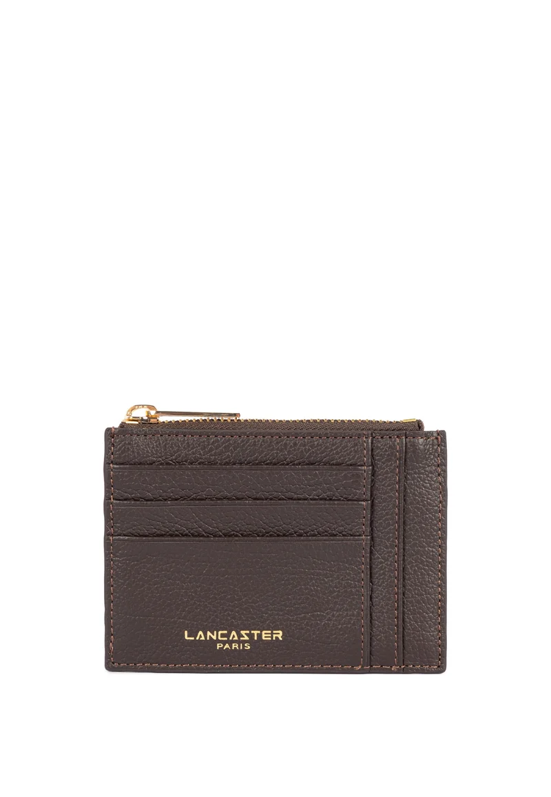 Lancaster Porte-cartes Zippé Dune Marron Foncé