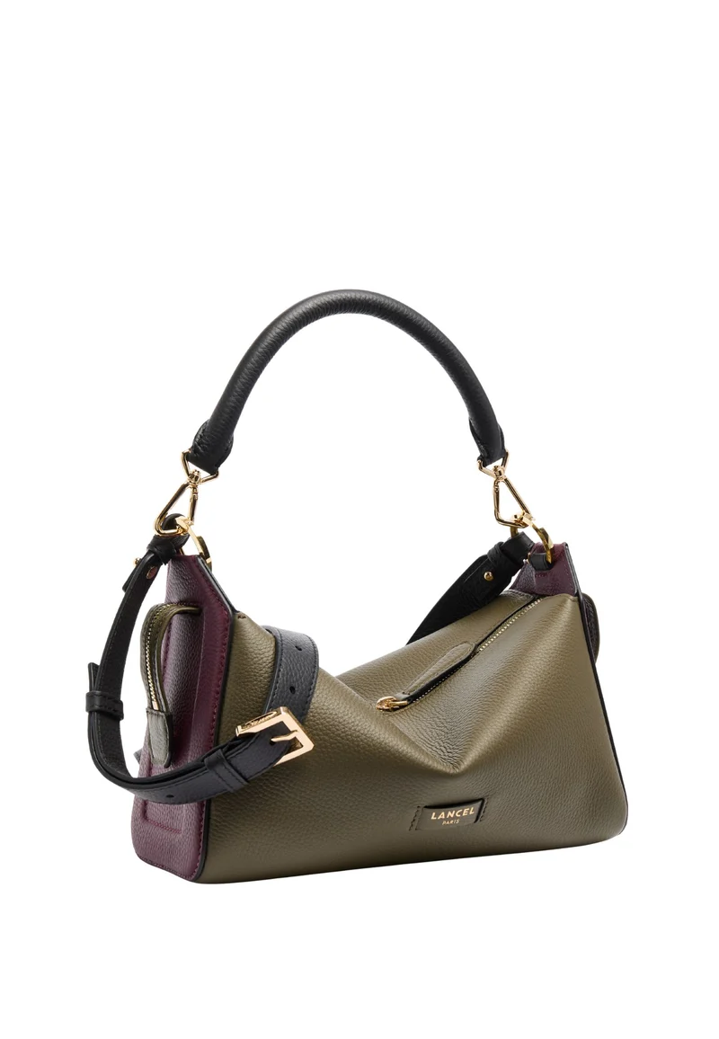 Lancel Louison Sac Hobo Zippé M Cuir Kaki Multicolore