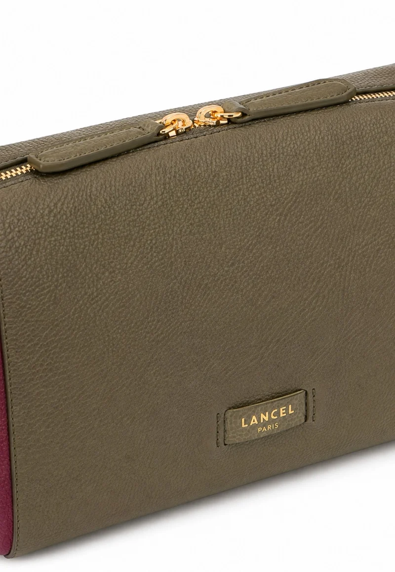 Lancel Louison Sac Hobo Zippé M Cuir Kaki Multicolore