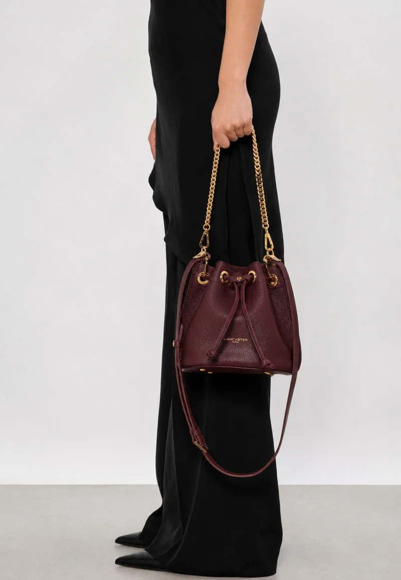 Lancaster Sac bourse à lacets coulissants S Alba Double Bordeaux Foncé