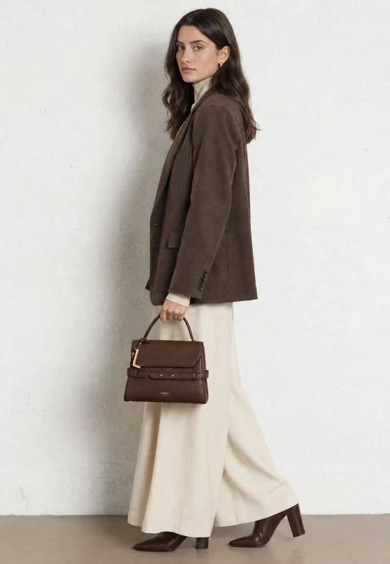 Lancel Faubourg Sac Porté Main Cuir Noix De Coco