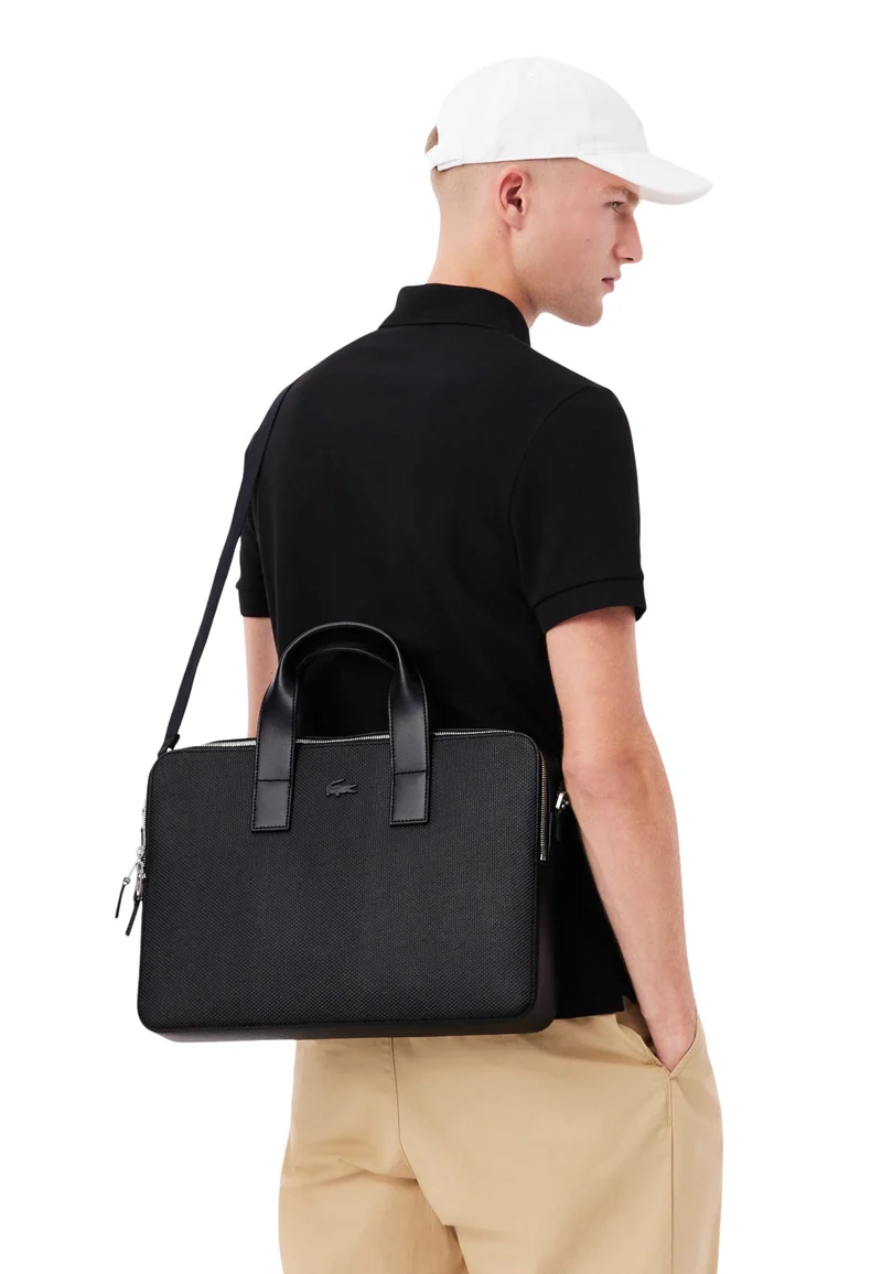 Lacoste Sac ordinateur Chantaco en Cuir Noir