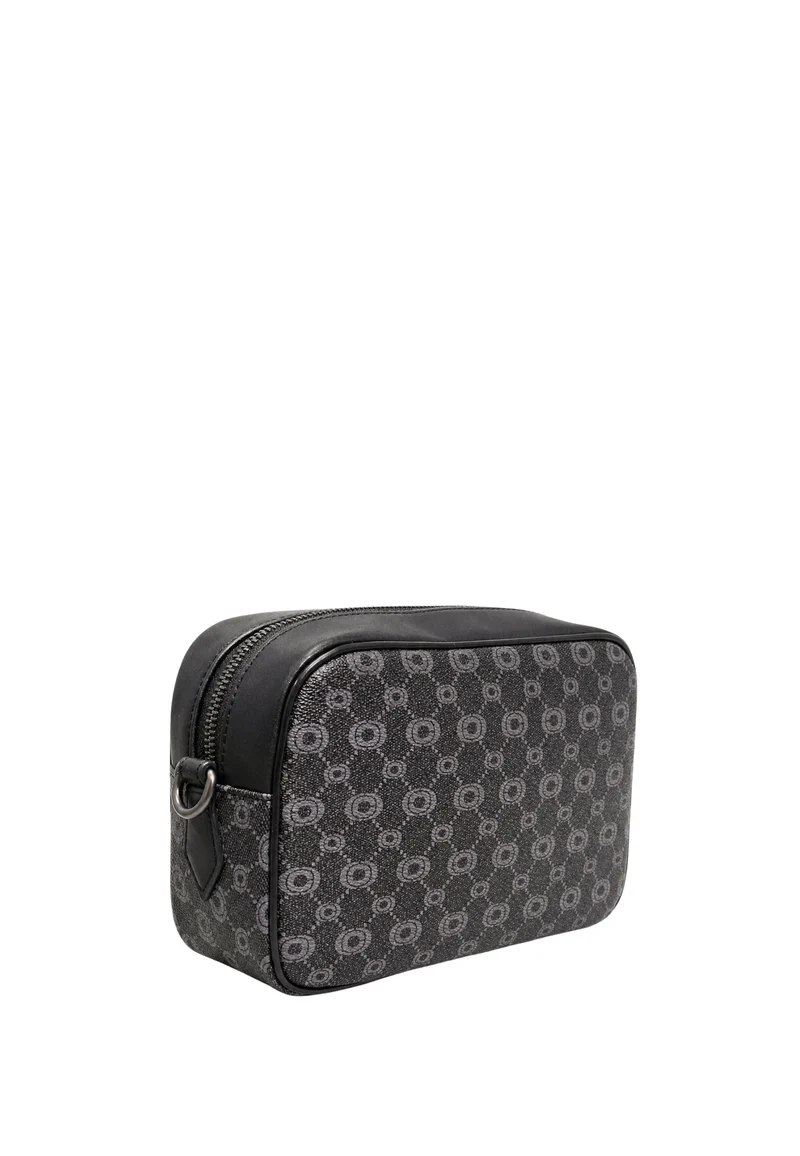 Sacoche Chabrand noir en toile enduite siglée garnie cuir