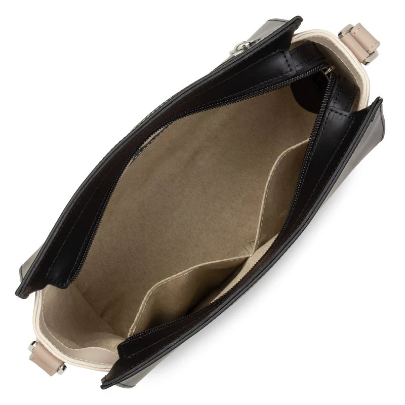 Lancaster Sac trotteur Zippée S Smooth Noir - Nude Clair - Nude Foncé