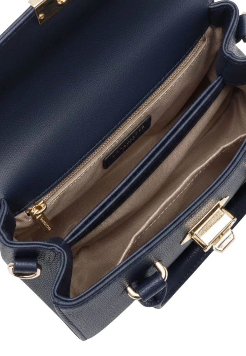 Lancaster Sac à main A rabat avec fermoir Mini Milano Cosmos Bleu Foncé