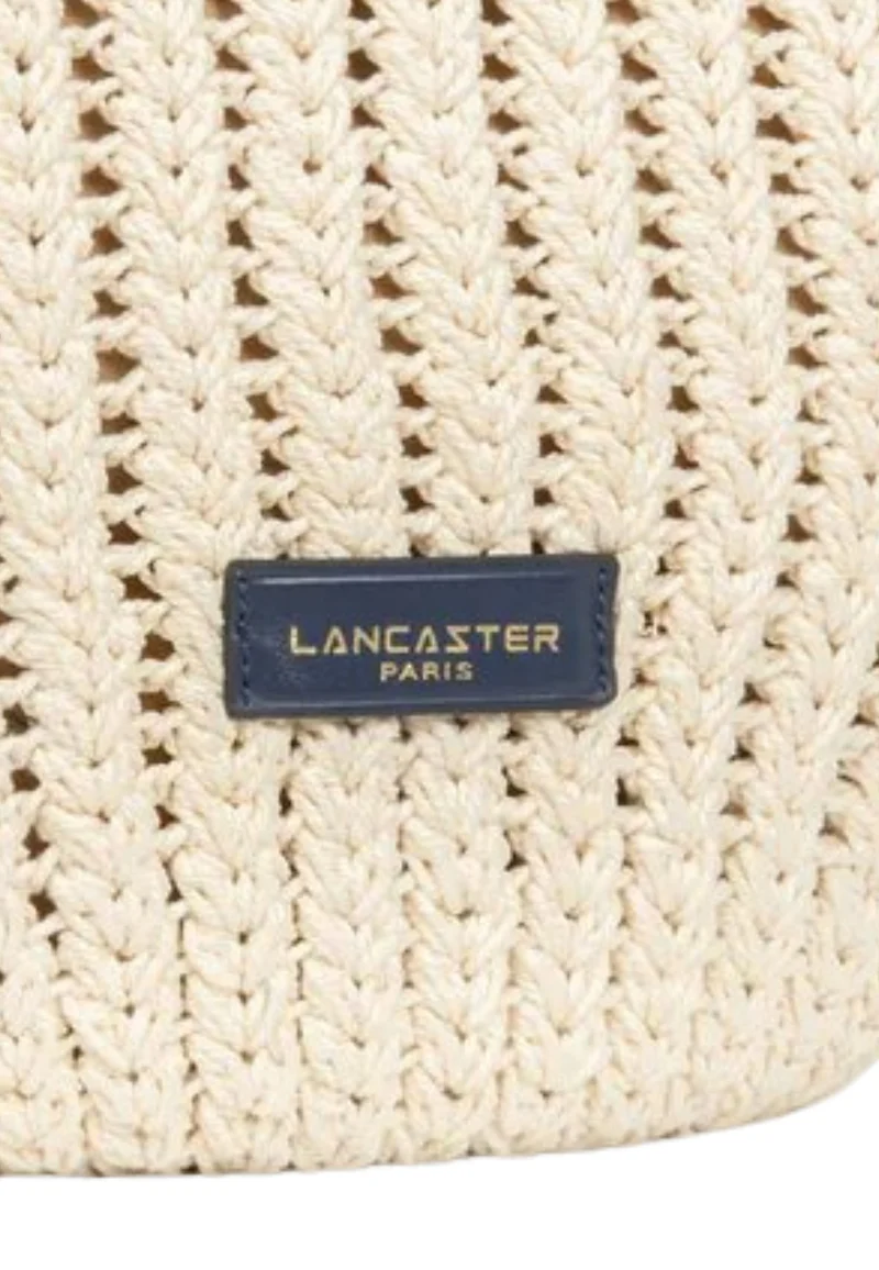 Lancaster Sac Besace Tressé Coton Cuir Bleu
