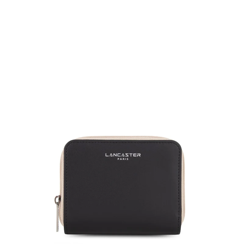 Lancaster Portefeuille dos à dos Zippé autour Smooth Noir - Nude Clair - Nude Foncé