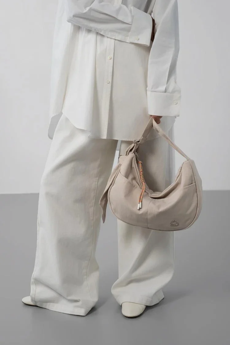 Lancaster Grand Sac Besace Basic Love Beige Fumé