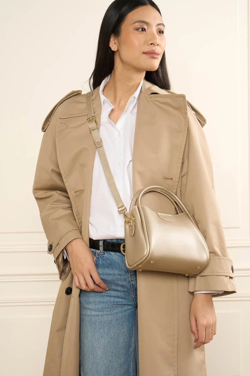 Lancaster Sac à main Aimantée S Ida Double 470-83 Or Pâle - In - Nude