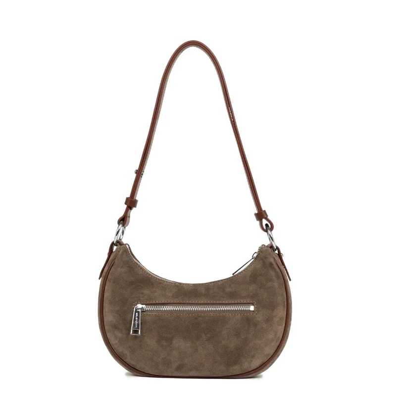 Lancaster Sac besace Zippé S Suède Châtaigne