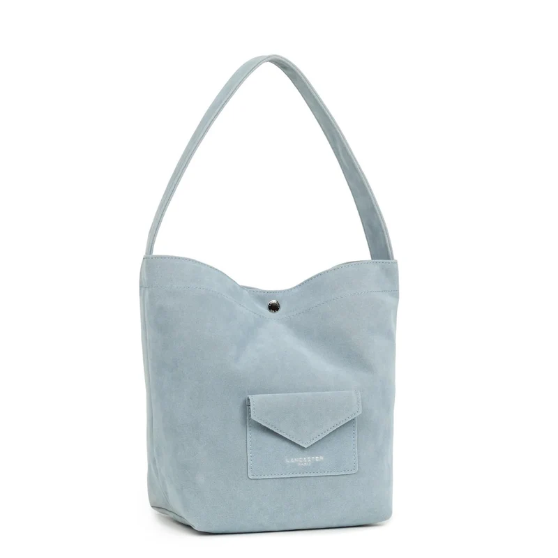 Lancaster Sac seau Avec Pression Mini Suédine KBA Bleu Fumé