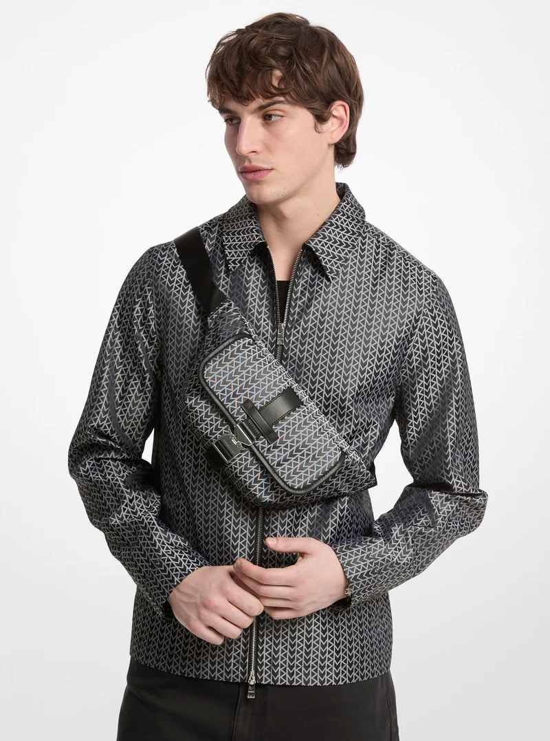Michael Kors Sacoche ceinture Eli en jacquard à logo MK Noir