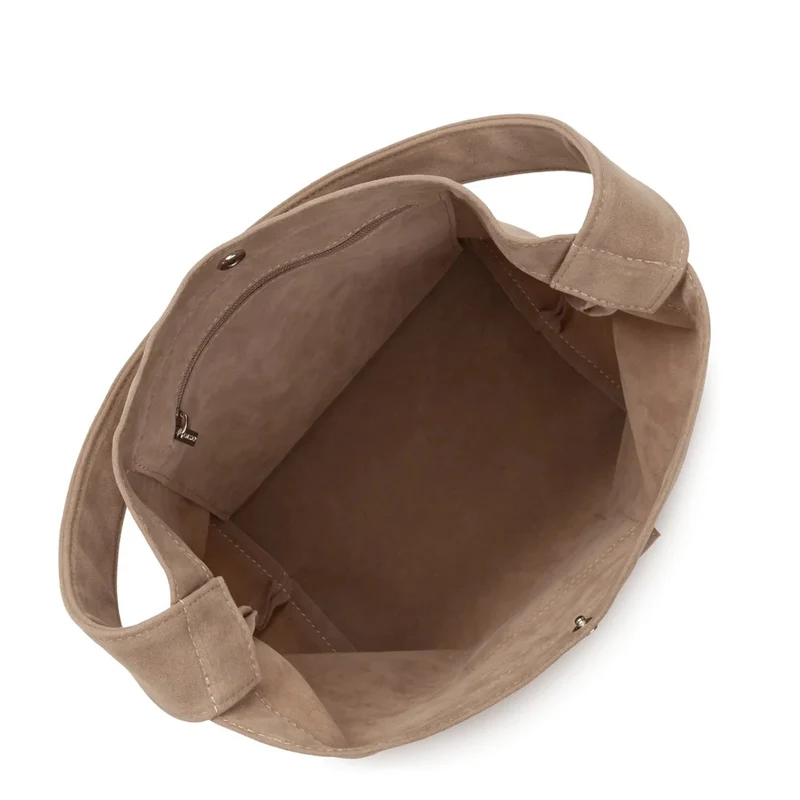 Lancaster Sac seau Avec Pression Mini Suédine KBA Beige Foncé