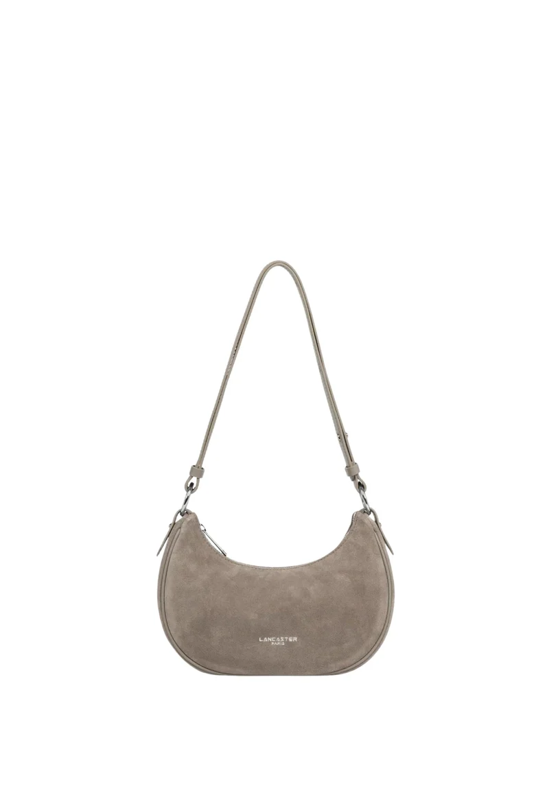 Lancaster Sac besace Zippé S Suède Galet Fonce