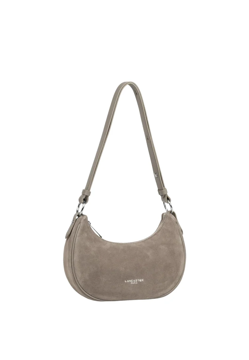 Lancaster Sac besace Zippé S Suède Galet Fonce