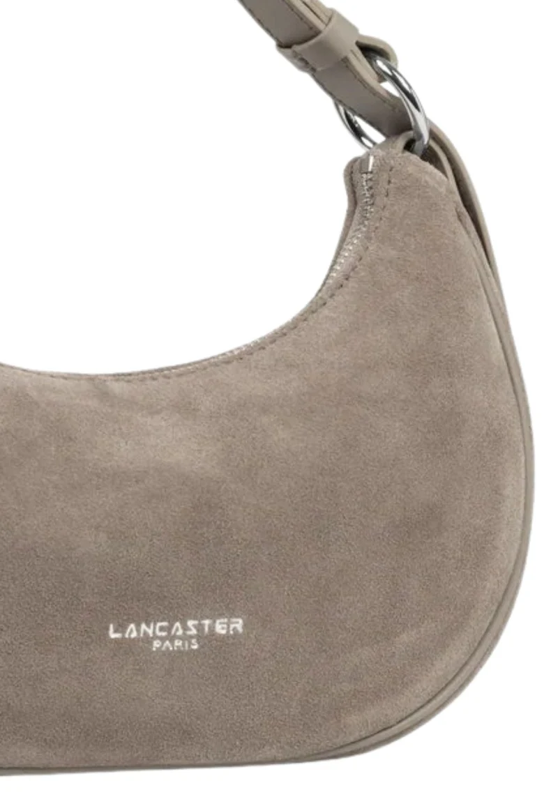 Lancaster Sac besace Zippé S Suède Galet Fonce