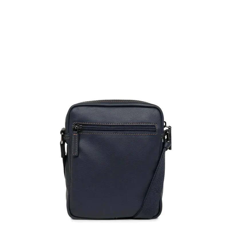 Lancaster Sacoche Cuir Soft Vintage Bleu/Camel
