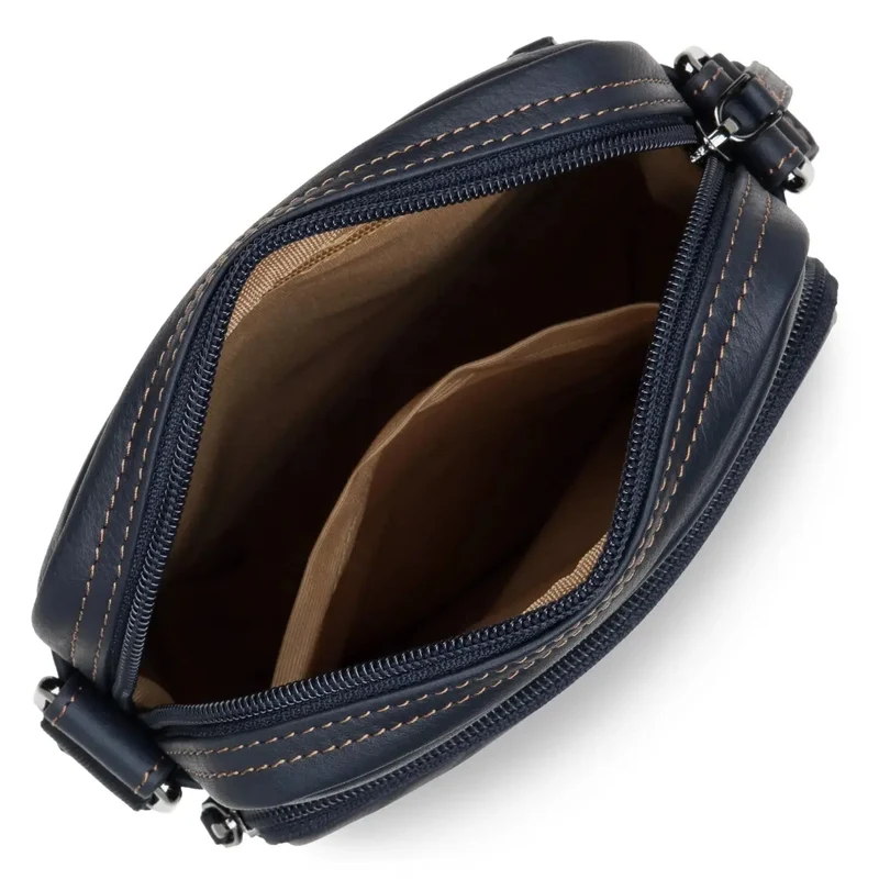 Lancaster Sacoche Cuir Soft Vintage Bleu/Camel