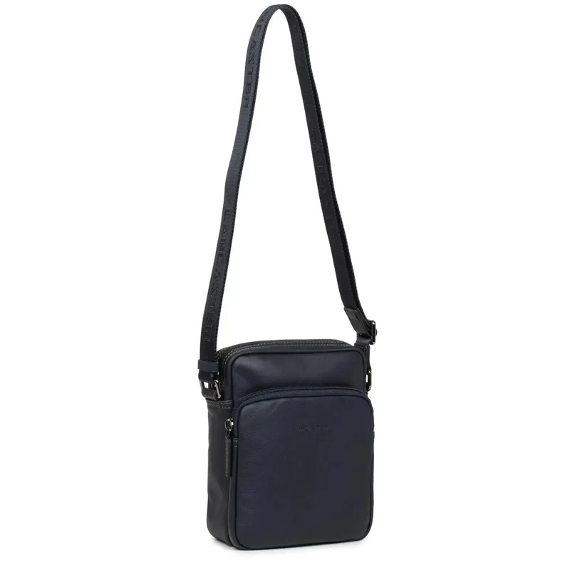 Lancaster Sacoche Cuir Soft Vintage Bleu/Camel