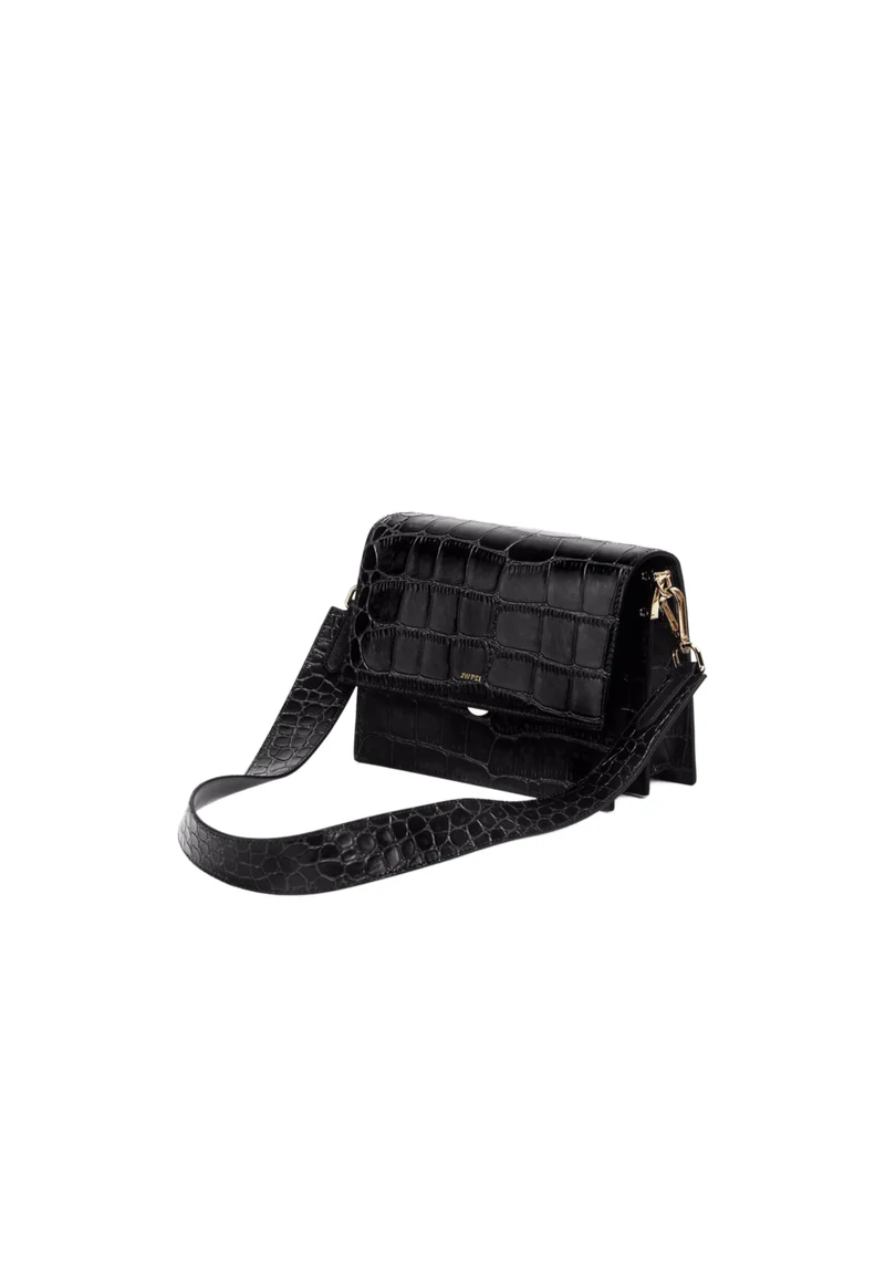 JW PEI Sac Bandoulière Mini Flap Black Croc