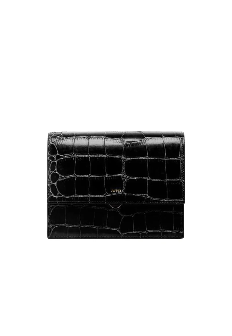 JW PEI Sac Bandoulière Mini Flap Black Croc