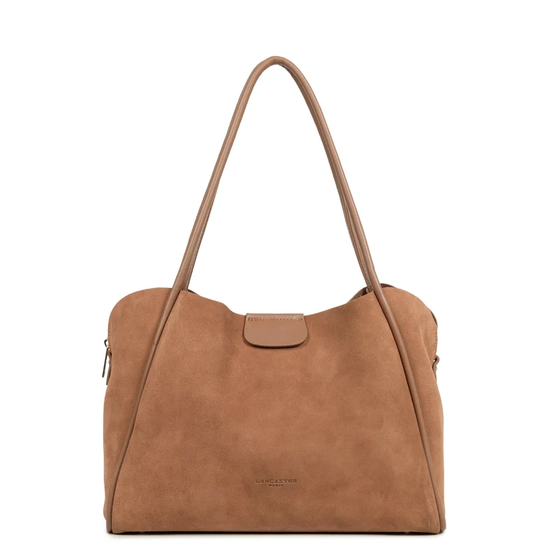 Lancaster Sac cabas épaule Aimantée L Suède Ida Moka