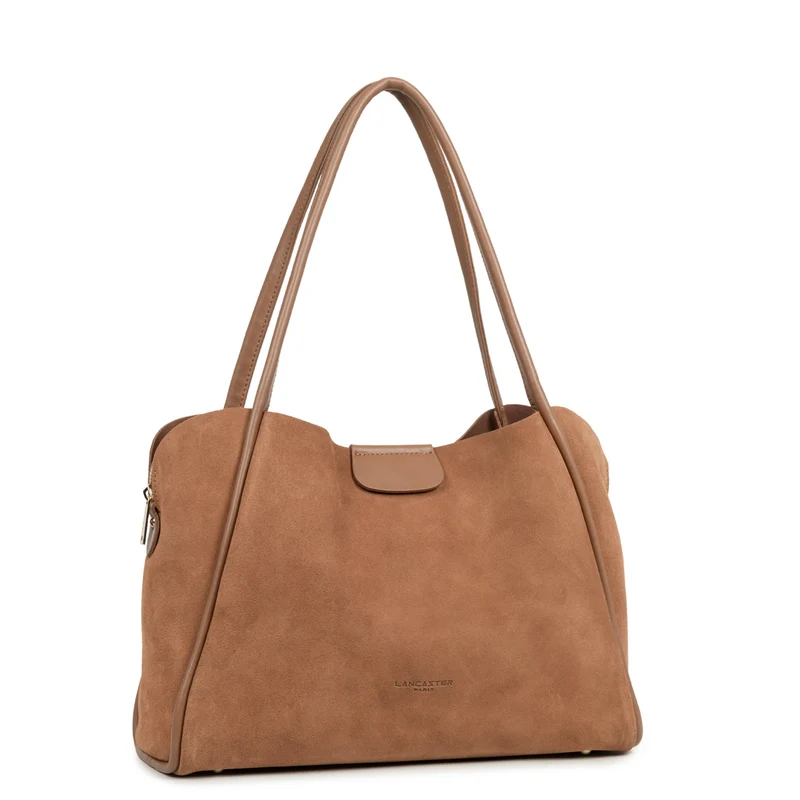 Lancaster Sac cabas épaule Aimantée L Suède Ida Moka