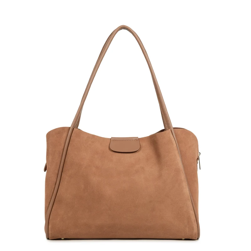 Lancaster Sac cabas épaule Aimantée L Suède Ida Moka