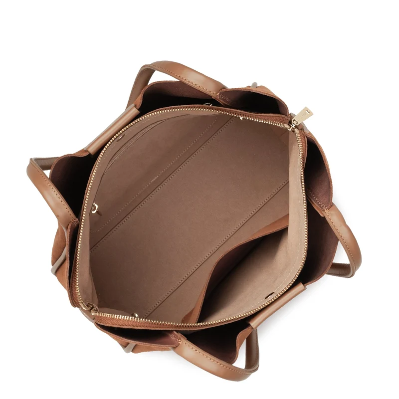 Lancaster Sac cabas épaule Aimantée L Suède Ida Moka