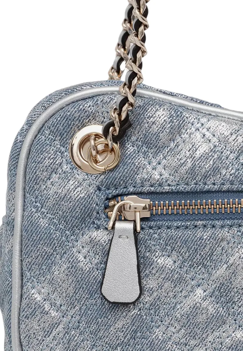 Guess Sac Bandoulière Cerelia Shoulder Sat Metallic Denim