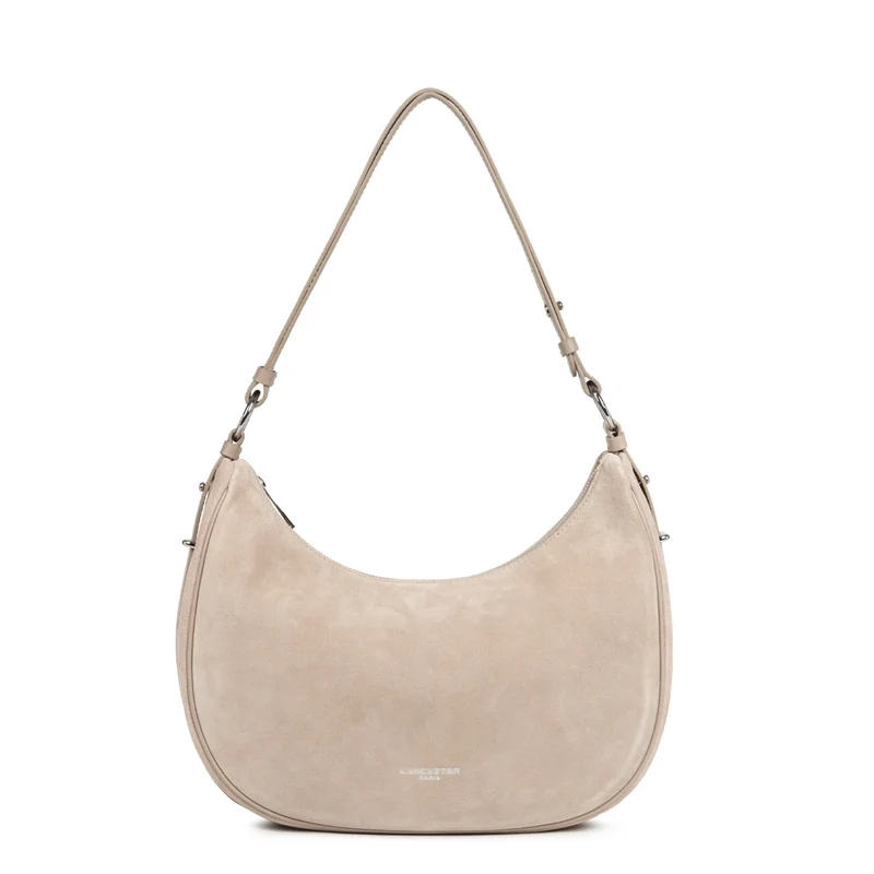 Lancaster Sac besace Zippé L Suède Beige Foncé