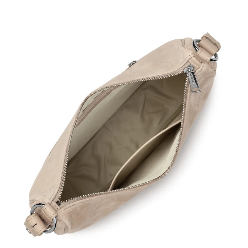 Lancaster Sac besace Zippé L Suède Beige Foncé