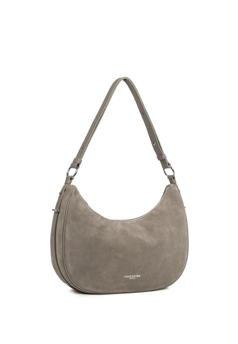 Lancaster Sac besace Zippé L Suède Galet Fonce