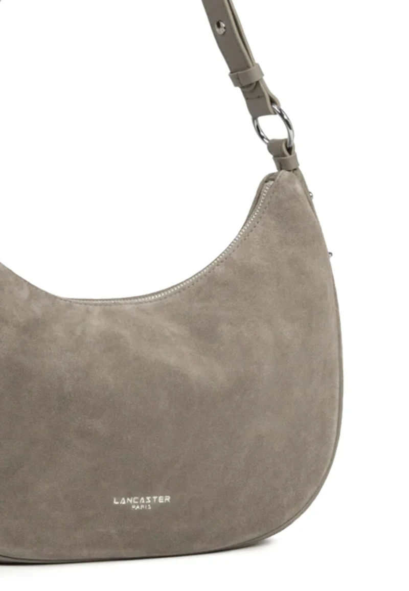 Lancaster Sac besace Zippé L Suède Galet Fonce