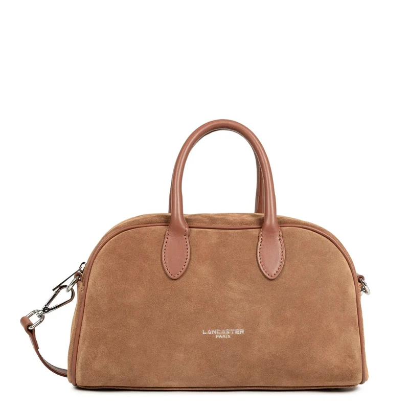Lancaster Sac à main bowling Zippé M Suède Camel